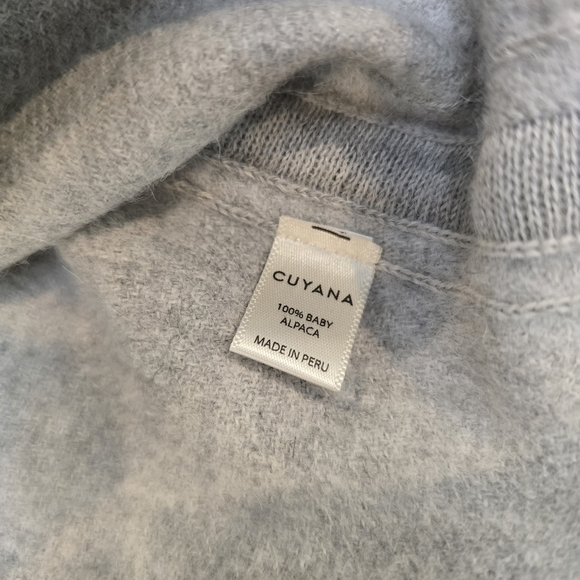 Cuyana Gray 100% Baby Alpaca Top Size XS/S Oversized Roll Edge Peru Lagenlook - Picture 3 of 13